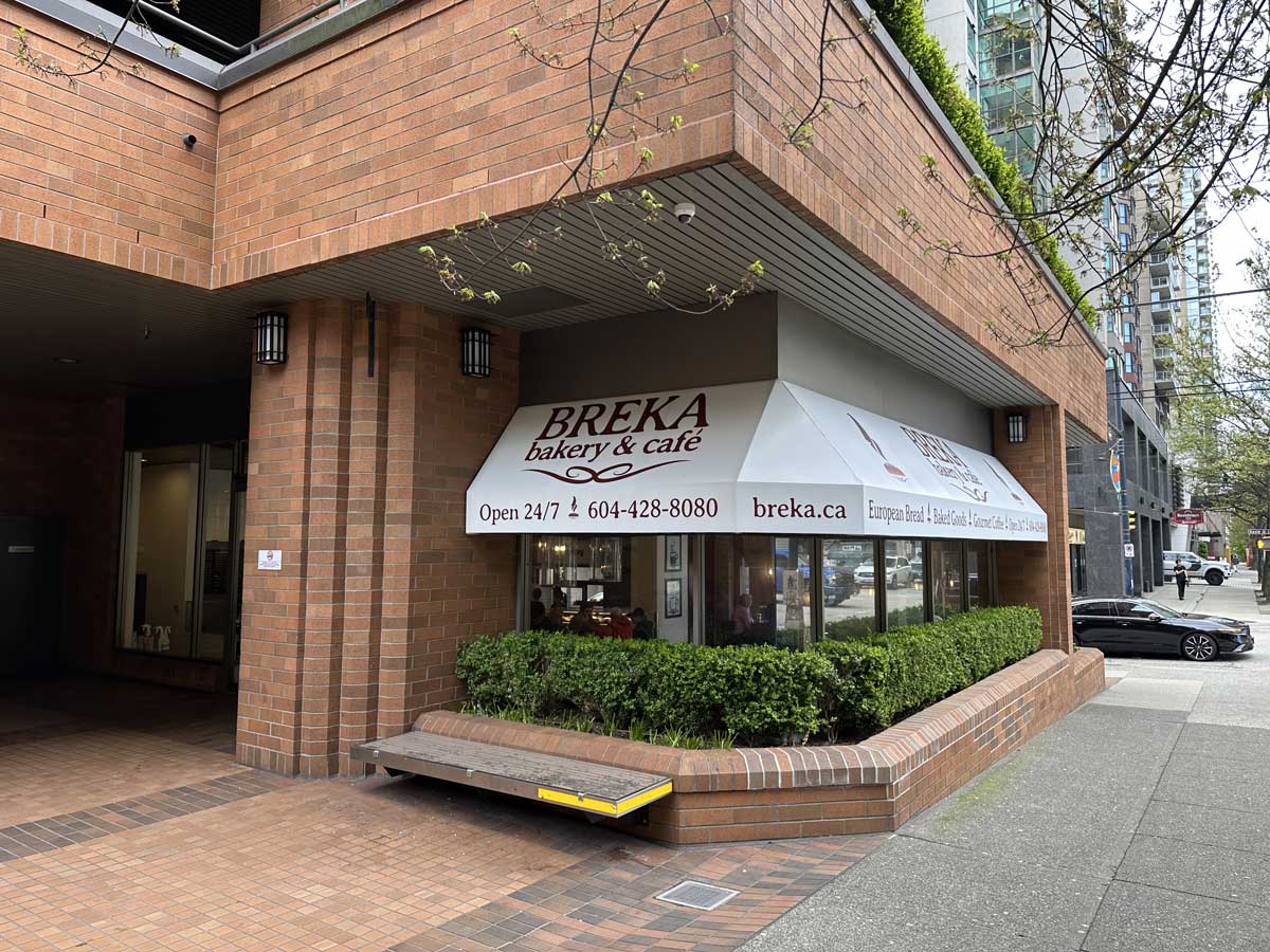 Corner View of Breka Bakery & Café on Davie Street.