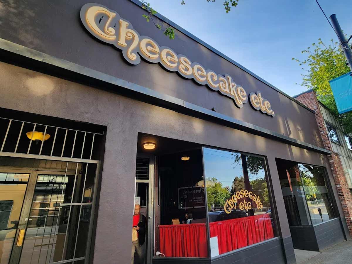 Exterior of Cheesecake etc. dessert café in Vancouver.