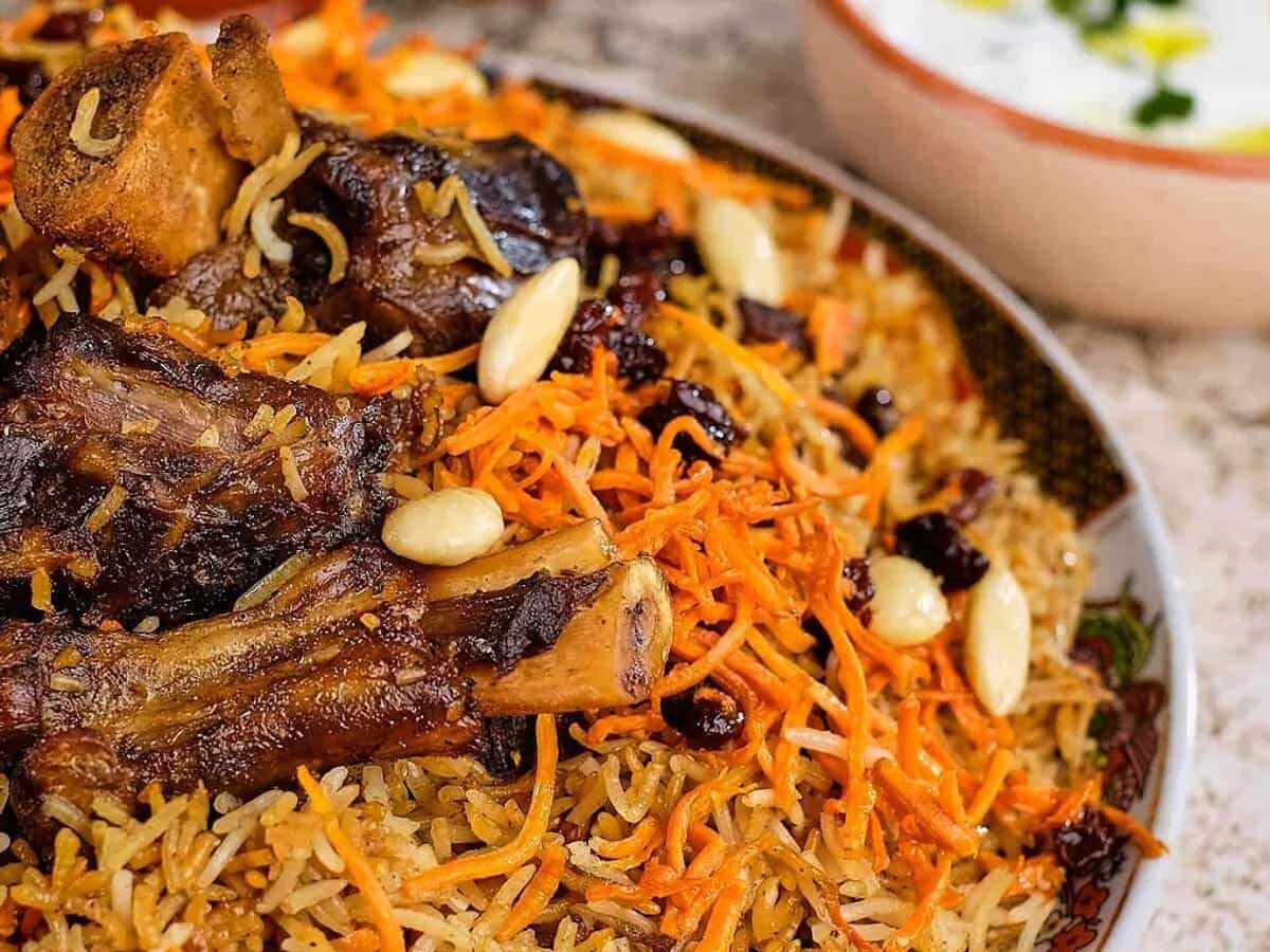 Qabuli Pulao with Lamb and Carrot Garnish at Donair Master.