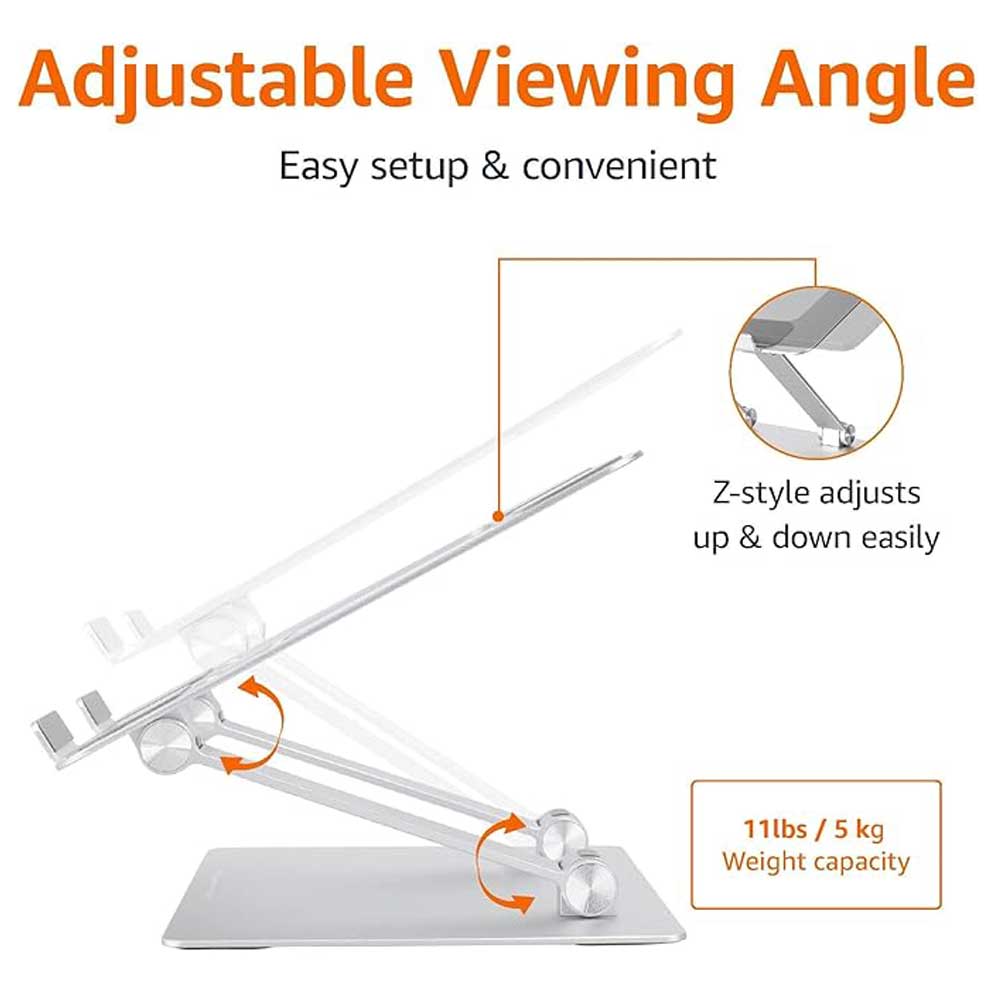 Diagram showing adjustable angles and Z-style lift design.