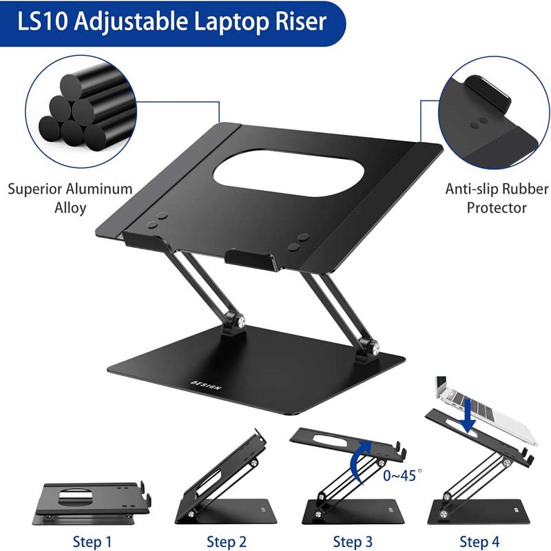 Durable Laptop Riser with Anti-Slip Design.