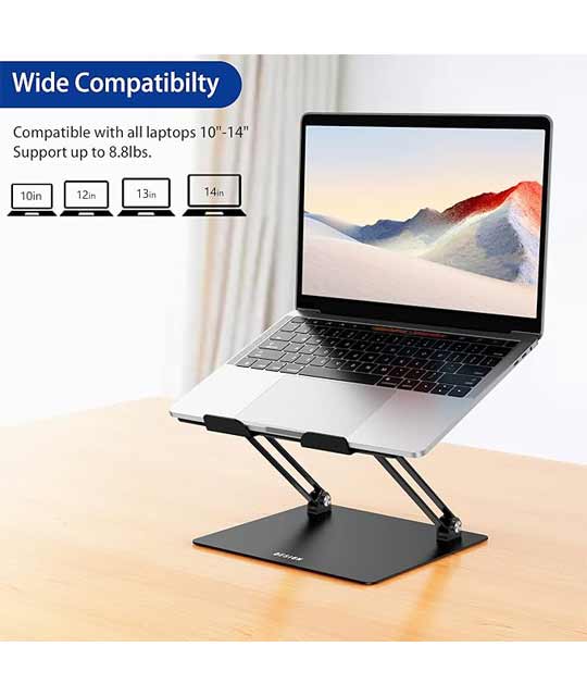 Ergonomic Adjustable Aluminum Laptop Stand – 10–14"