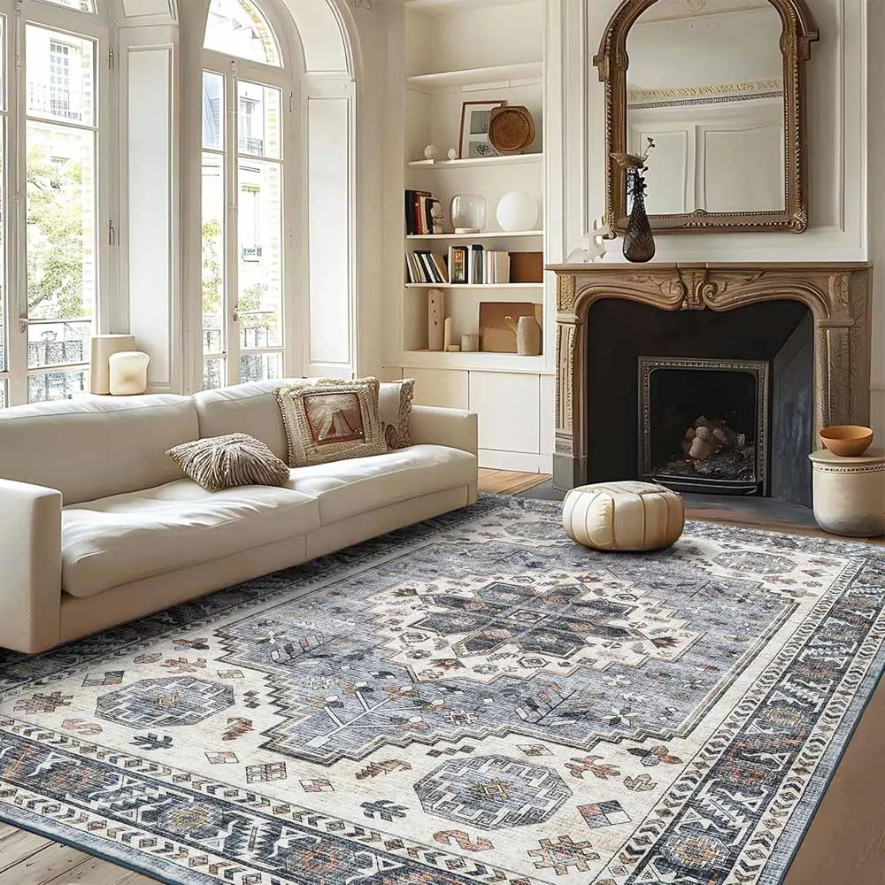 Mcadore 9'x12' Vintage Washable Rug - Soft &amp; Stylish Home Rug - Image 1