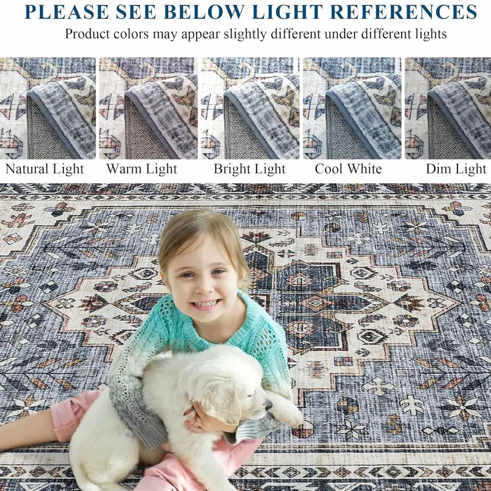 Mcadore 9'x12' Vintage Washable Rug - Soft &amp; Stylish Home Rug - Image 4