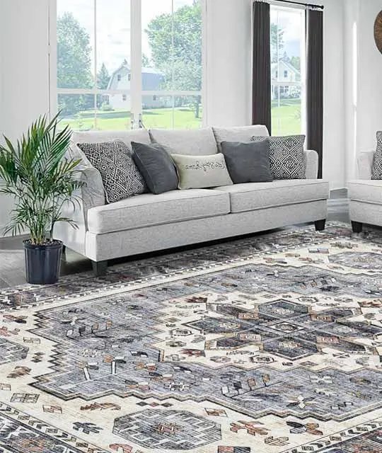 Mcadore 9'x12' Vintage Washable Rug - Soft &amp; Stylish Home Rug