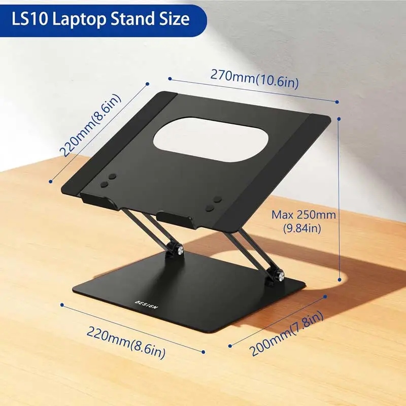 Ergonomic Adjustable Aluminum Laptop Stand – 10–14"