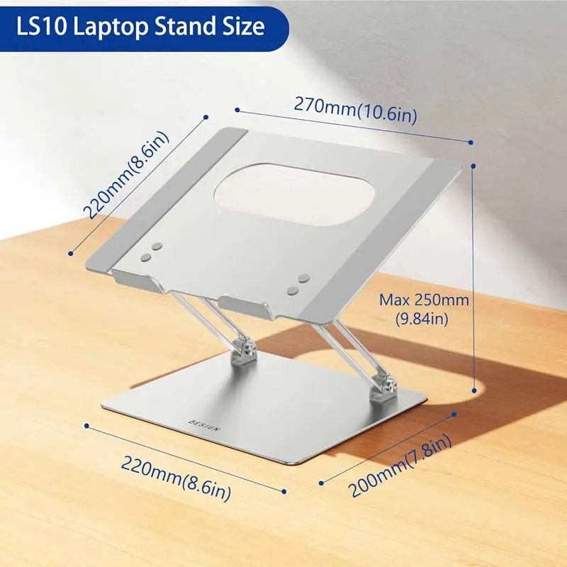 Ergonomic Adjustable Aluminum Laptop Stand – 10–14"