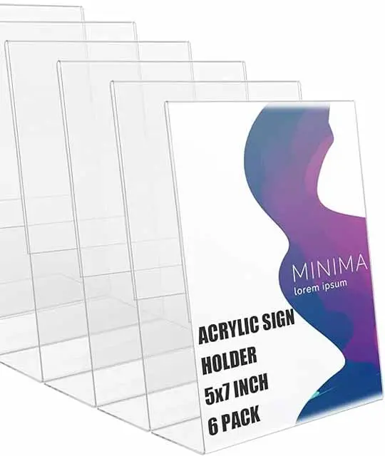 Clear Acrylic 5x7 Sign Holders – 6 Pack Display Set