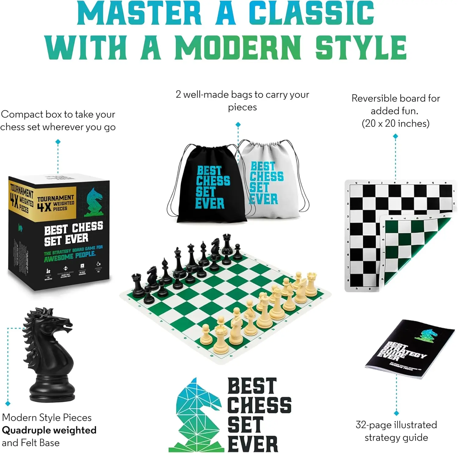 The Best Classic Chess Set Ever - (4X Weighted)