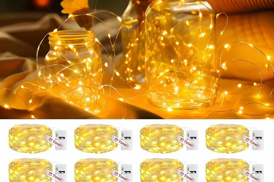 Litogo 12 Pack Mini Fairy Lights, Battery, Timer, 20 LED