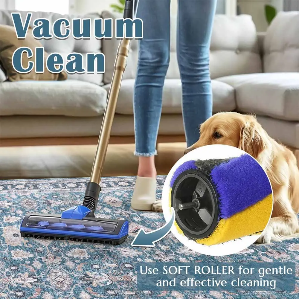 JINCHAN 8x10 Feet Navy Vintage Distressed Floral Area Rug - Image 4