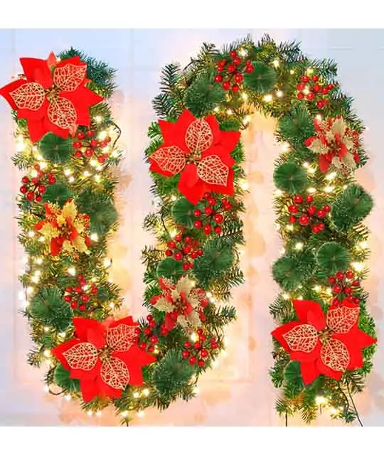 9ft Pre-Lit Christmas Garland with Lights