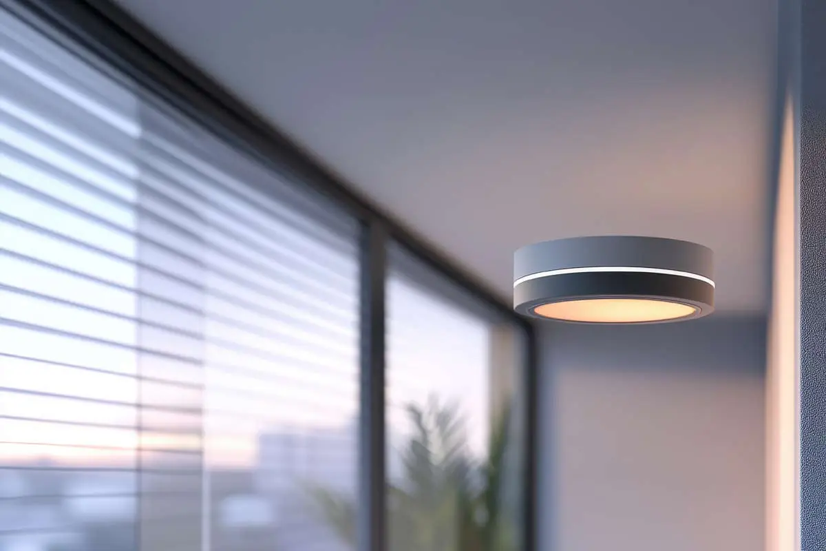 A modern motion-sensor ceiling light in a sleek design, ideal for enhancing indoor security and energy efficiency.